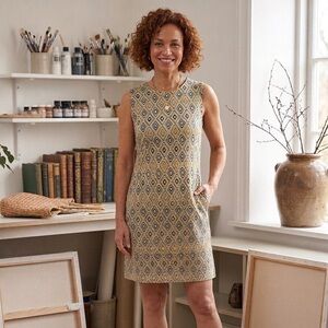J. McLaughlin | Devon Sleeveless Diamond Pattern Midi Dress | Sz M